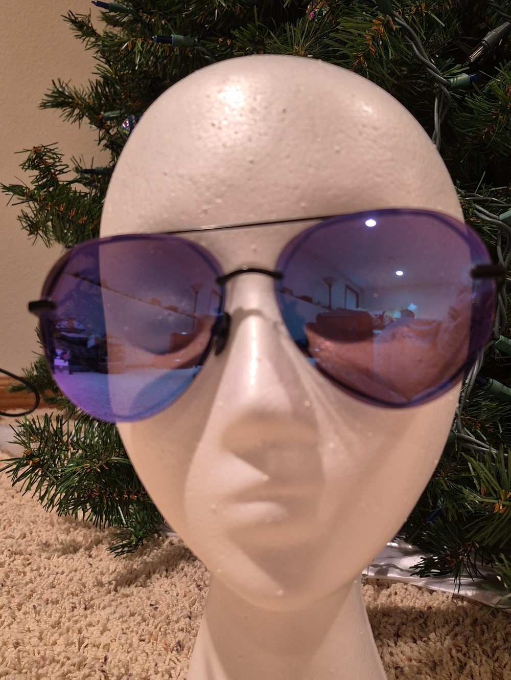 DIFF Black And Purple Mirrored Aviator Sunglasses